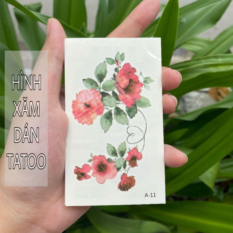 Hình xăm dán hoa màu pastel nhẹ nhàng xinh đẹp a11. Tatoo dán tạm thời size 10x6cm