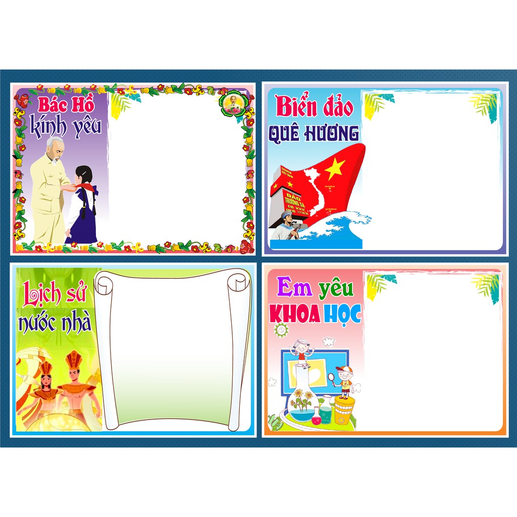 [Đồ dùng dạy học] Combo 4 bảng trang trí A3