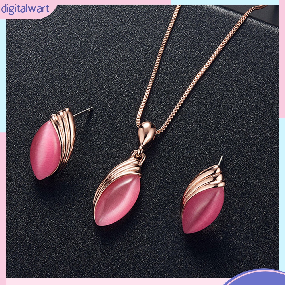 Bộ Dây Chuyền + Bông Tai Đính Đá Thời Trang Sang Trọng Cho Nữ