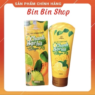 Tẩy Tế Bào Chanh Bạc Hà Collagen X3 Loại Bỏ Tế Bào Chết Giúp Da Mịn Màng Tuýp 200ml - Công ty Đông Anh