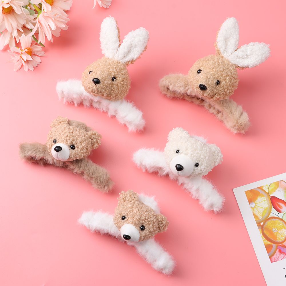 Kẹp tóc hình chú gấu/thỏ dễ thương thời trang mùa đông cho nữ