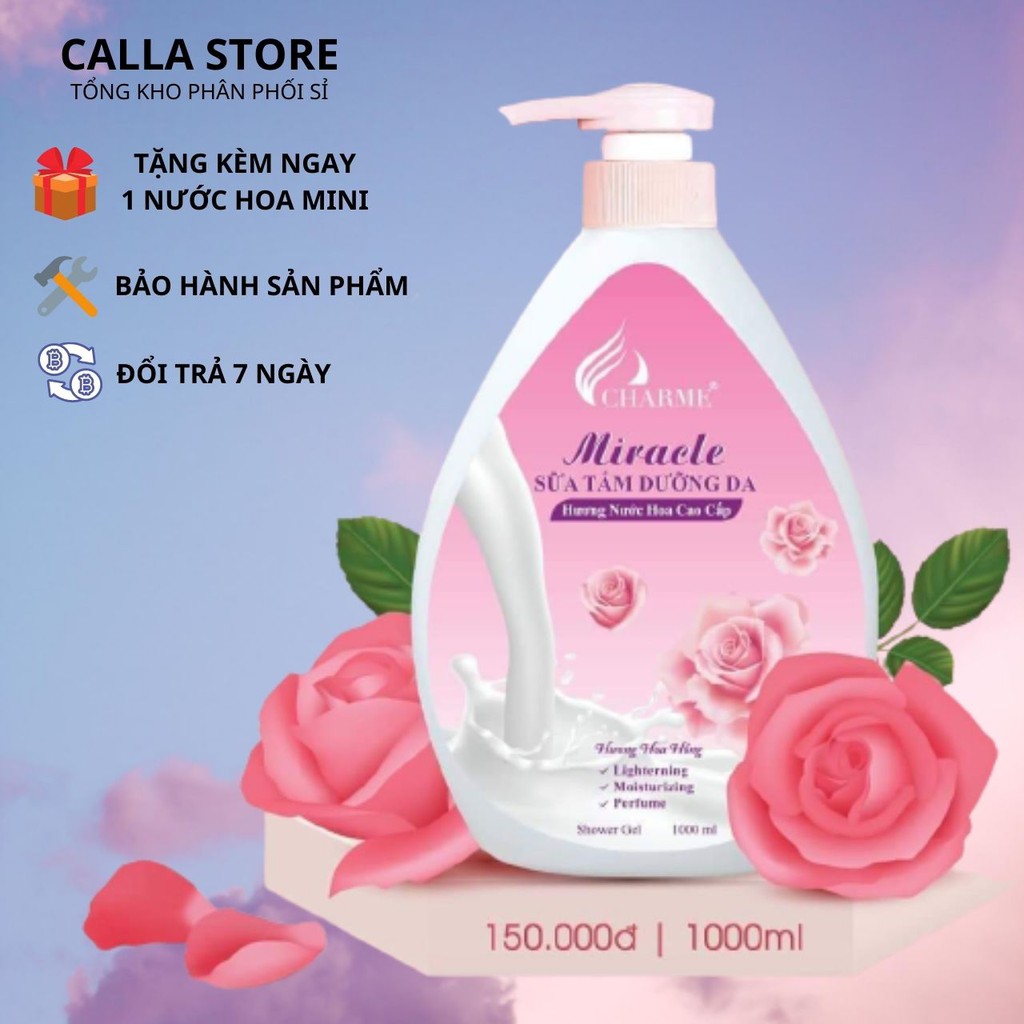 [ẢNH CHỤP THẬT] Sữa tắm dưỡng trắng da hương nước hoa MIRACLE 1000ml/Tặng kèm nước hoa mini