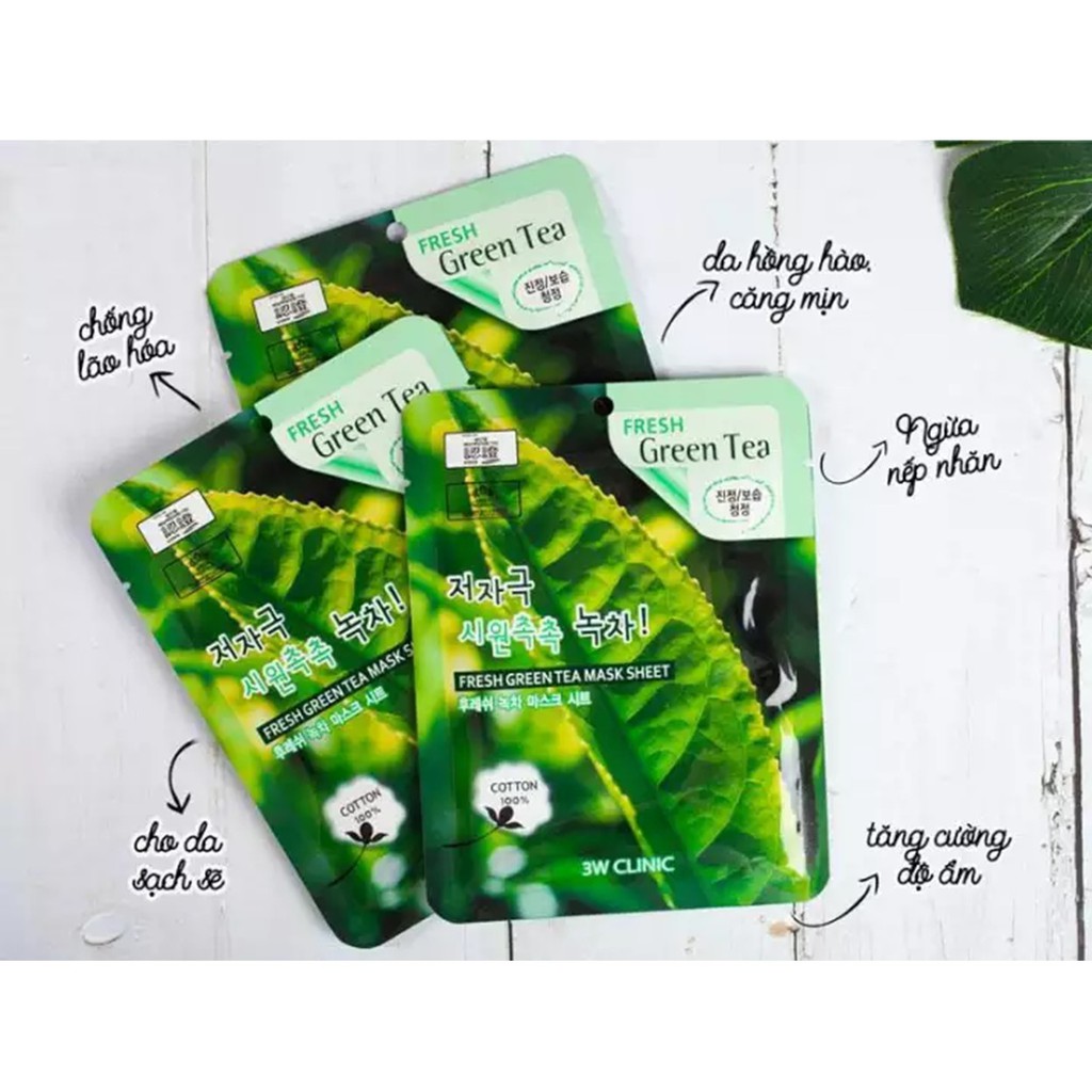 Mặt Nạ Trà Xanh Dưỡng Da 3w Clinic Fresh Greentea Mask Sheet 23ml