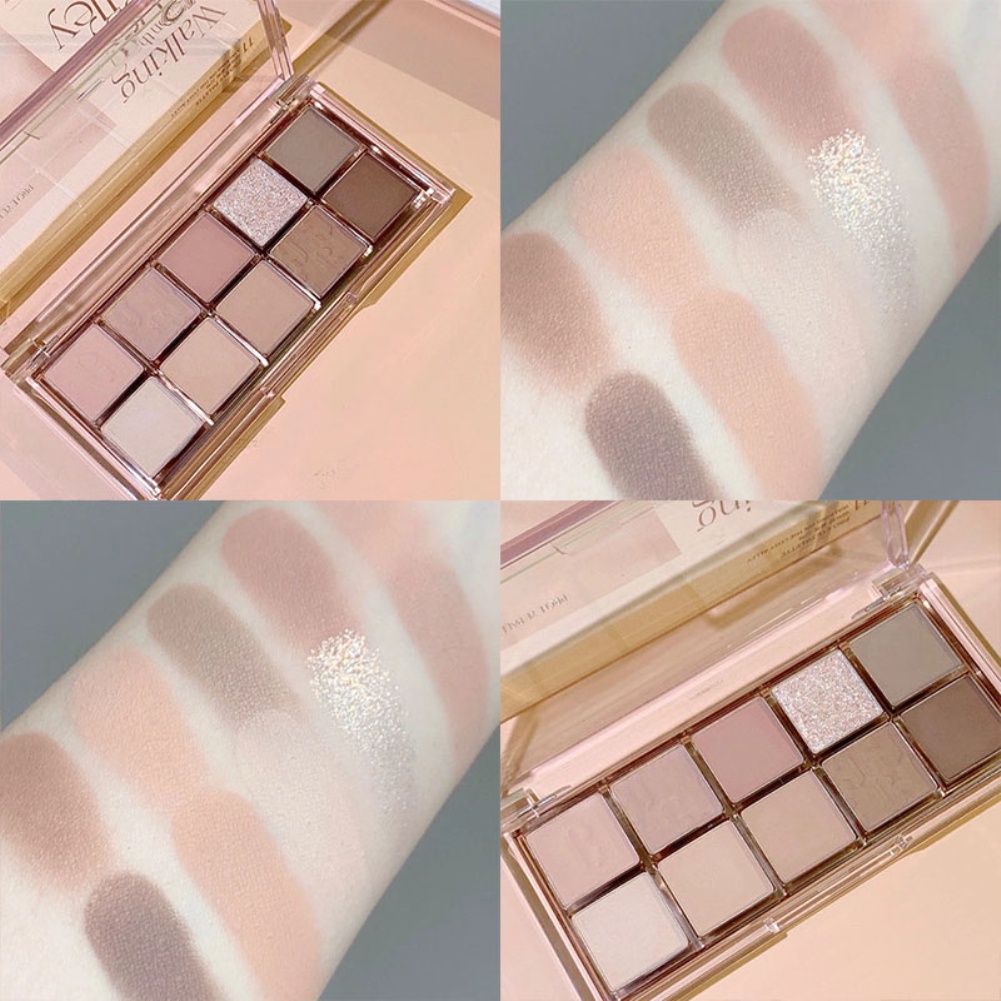 DIKALU 10 Màu Sắc Phụ Nữ Long Lanh Eyeshadow Palette Ngọc Trai Matte Màu Bóng Mắt Màu Đất Shiny Sequins Mắt Sắc Tố Lâu Dài Hàn Quốc trang điểm Giao hàng Nhanh Chóng