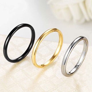  Nhẫn Cincin Wanita Bằng Thép Titan Màu Vàng   Bạc 2mm Đơn Giản Thời Trang Hàn Quốc Cho Nam Và Nữ 