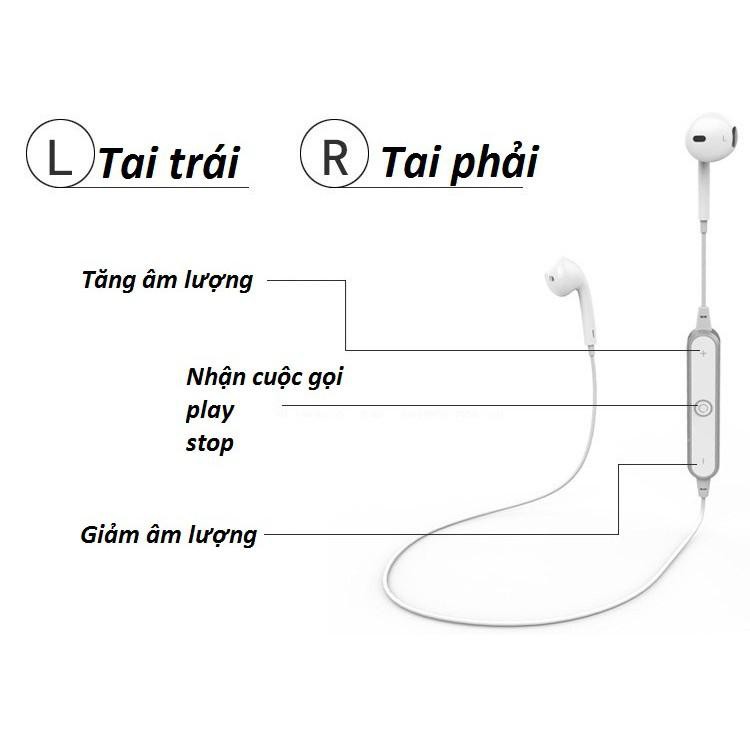 Tai Nghe Bluetooth S6 Có Mic Đàm Thoại bluetooth V4.0 nghe 2 tai cực đỉnh (Trắng)