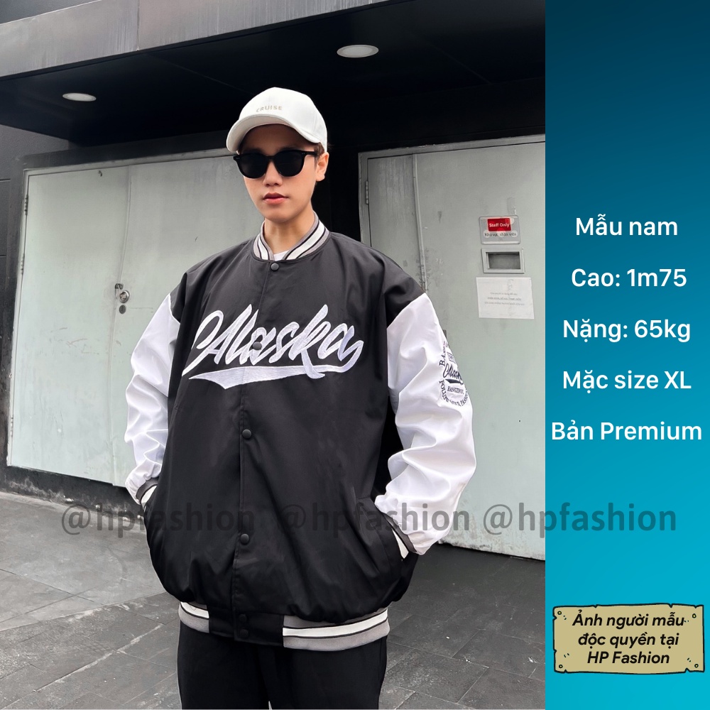Áo bomber Varsity Jacket form rộng Alaska vải dù cao cấp ❤️ Áo khoác bóng chày dáng Unisex nam nữ D09 - Happy Style