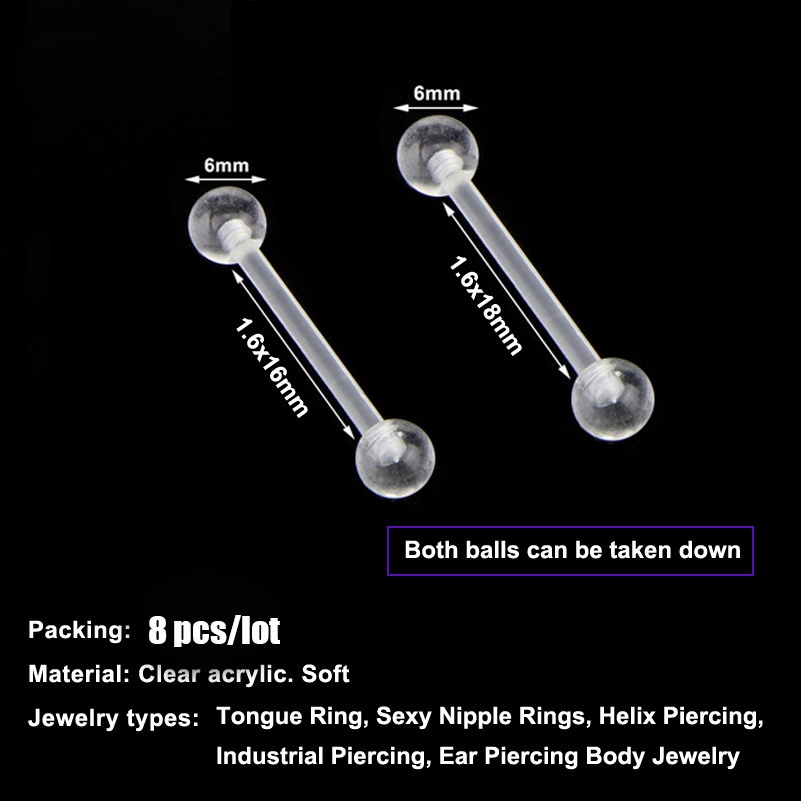 Set 8 Khuyên Xỏ Mũi Trong Suốt Kiểu Dáng Đơn Giản Dành Cho Nữ