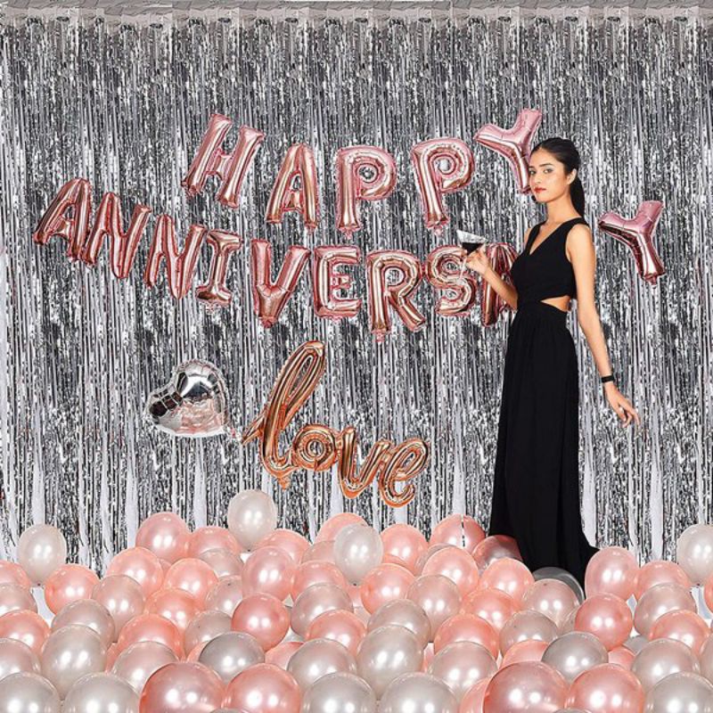 Set Bóng Trang Trí Happy Anniversary Đặc Biệt