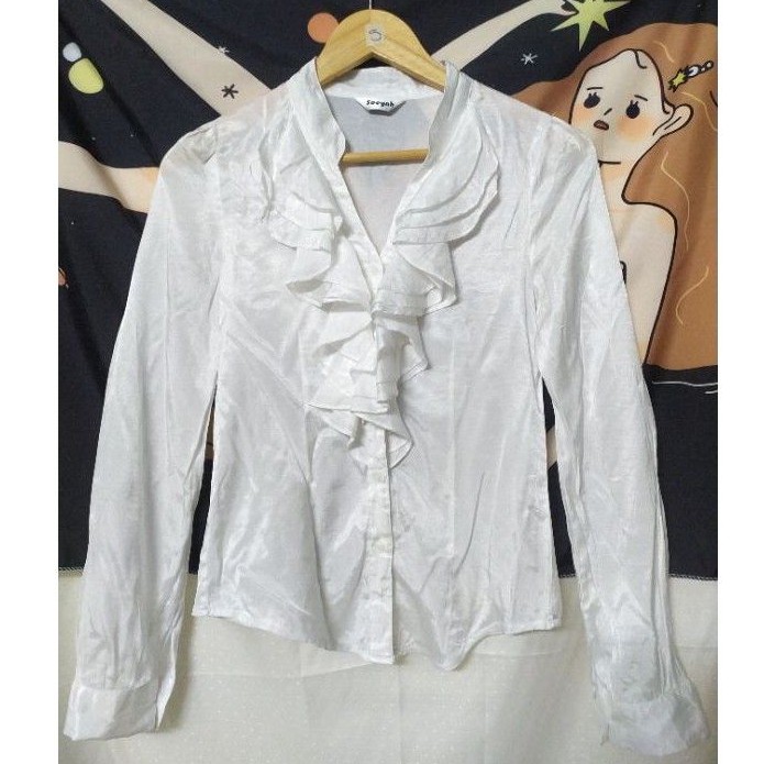 Sơ mi trắng lụa,bèo, nơ, thêu