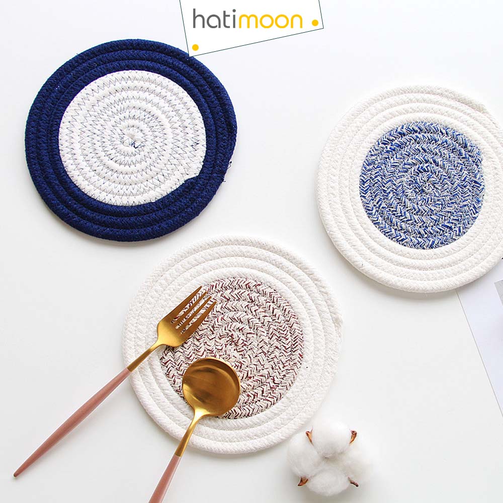 Tấm lót decor, tấm lót ấm trà, đế lót nồi, đĩa 18cm 2 màu - Hatimoon -  miếng lót HTL021