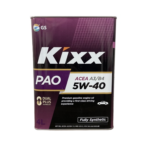 { KOREA } Dầu Nhớt Cao Cấp KIXX PAO A3/B4 5W-40 Fully 4 Lít - Chuyên Dụng Cho Máy Xăng