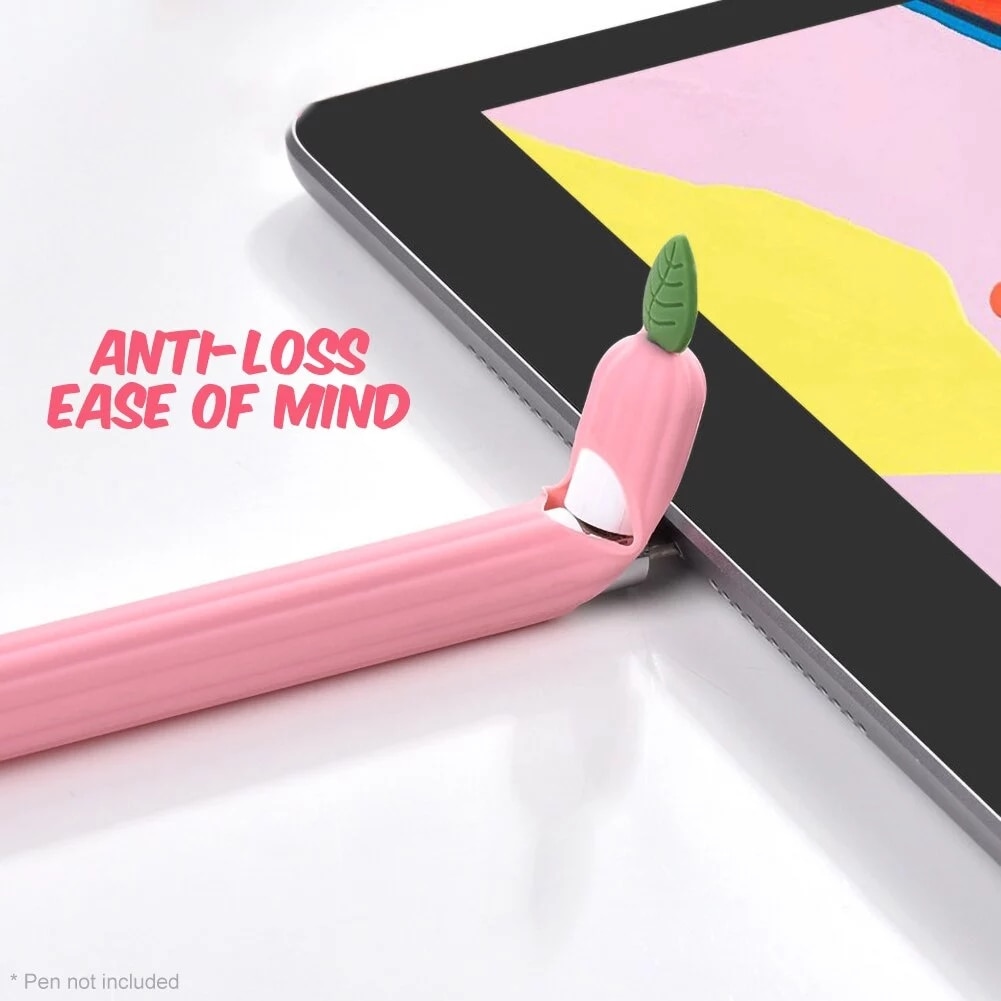 Vỏ bảo vệ bút cảm ứng máy tính bảng iPad Apple Pencil 2 1 chống trượt hình củ cà rốt với chiếc lá dễ thương