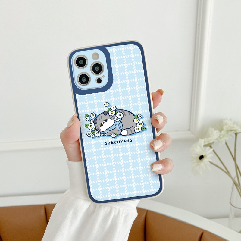 Ốp lưng iphone cặp đôi mèo blue cạnh vuông  cho iphone 11 7plus 8plus x xsmax 11pro max 12pro 12promax13promax tr1061