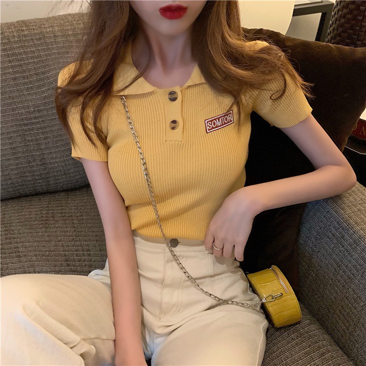 Áo thun ZHELIHANGFEI polo tay ngắn phong cách hong kong thời trang mùa hè hàng mới dành cho bạn nữ