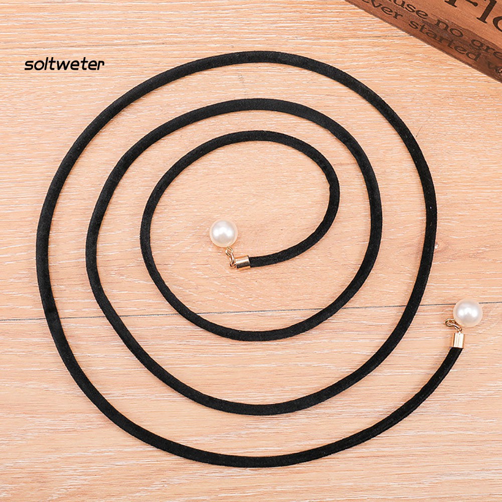 Dây thắt lưng đính ngọc trai nhân tạo thời trang cho nữ