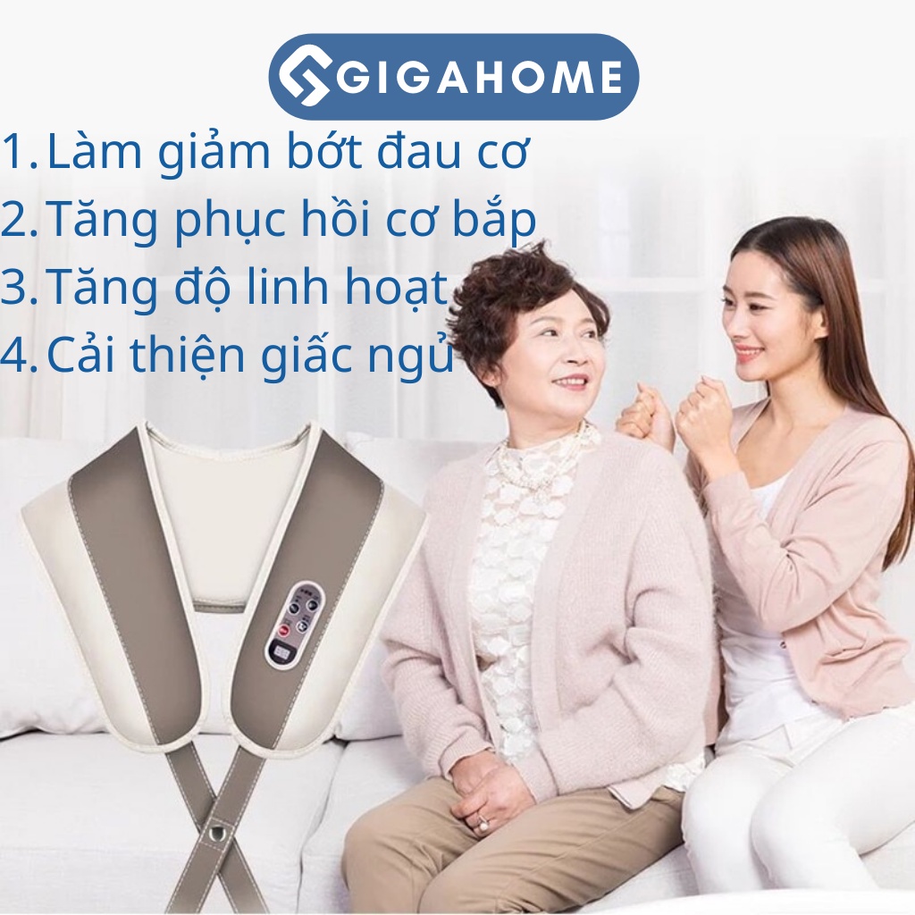 Đai Massage Đám Lưng/Vai/Cổ/ Gáy Toàn Thân GIGAHOME Chườm Nhiệt Cao Cấp 2179