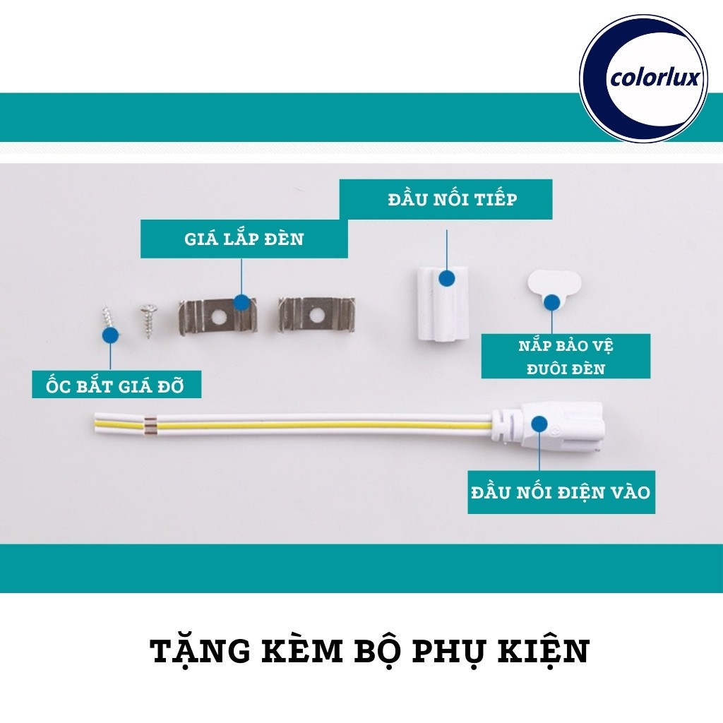 Combo 5 Đèn Tuýp LED Hắt Liền Máng Nhựa T5 COLORLUX 0,6M-1,2M Ánh Sáng Trắng- Vàng #Nhựa