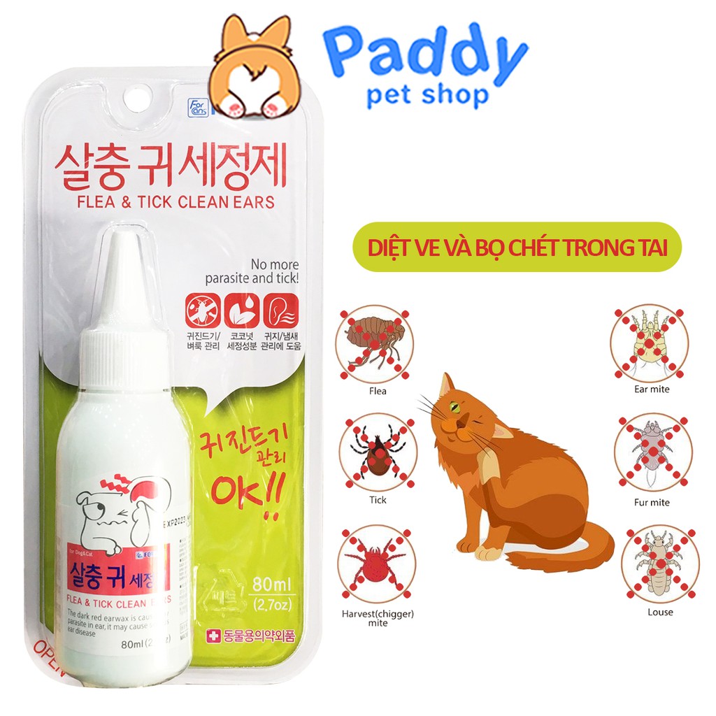 Tẩy Ve Rận Tai Forcans Flea &amp; Tick Clean Ears 80ml