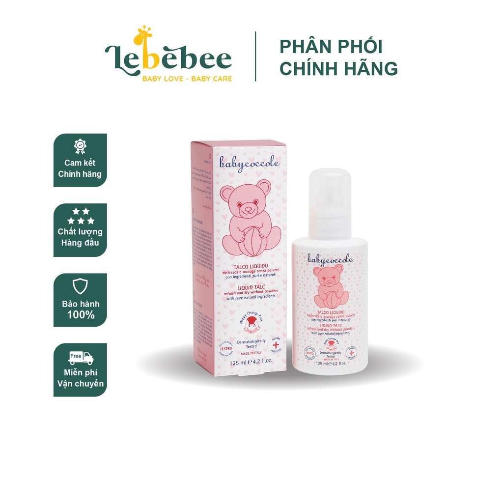 Phấn rôm nước với tinh bột bắp Babycoccole 0m+ 125ml