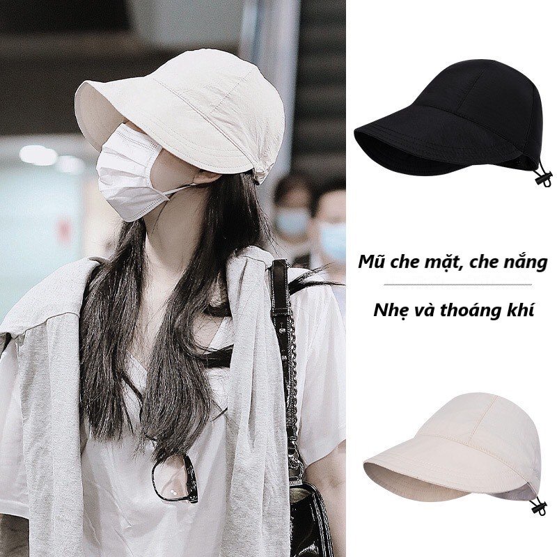 Mũ rộng vành chống tia UV phong cách Hàn quốc, có dây điều chỉnh độ rộng