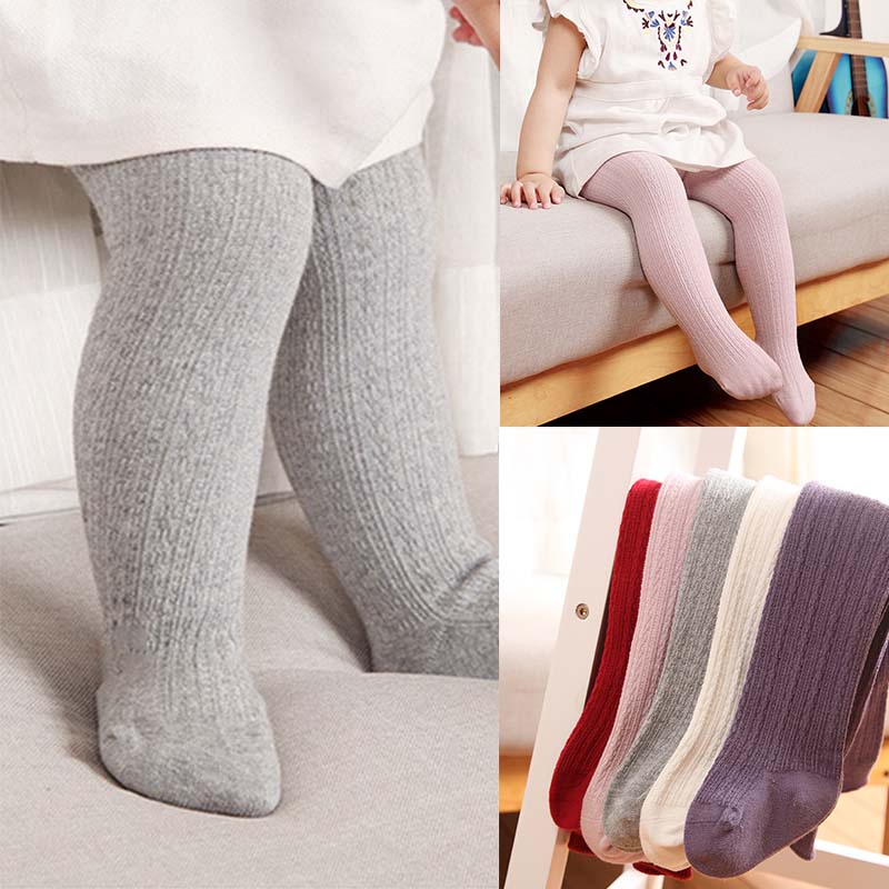 Quần tất cotton giữ ấm màu trơn cho bé gái