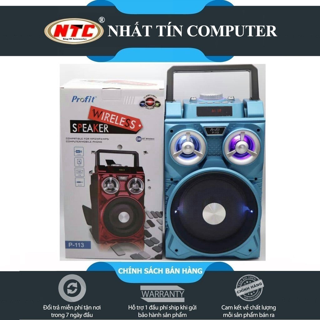 Loa bluetooth đa năng kèm chức năng karaoke Profit P-113 (Màu ngẫu nhiên) + Tặng kèm micro có dây