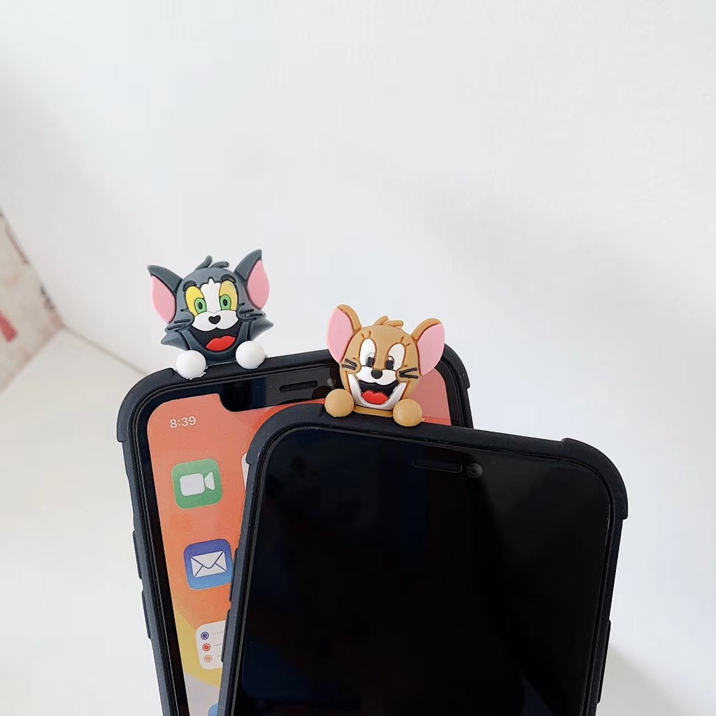 Cute cat and happy mouse 3D relief Case iPhone 6 6s 7 8 plus X XS XR XSmax 11 Pro Promax Soft Phone Case COD | BigBuy360 - bigbuy360.vn