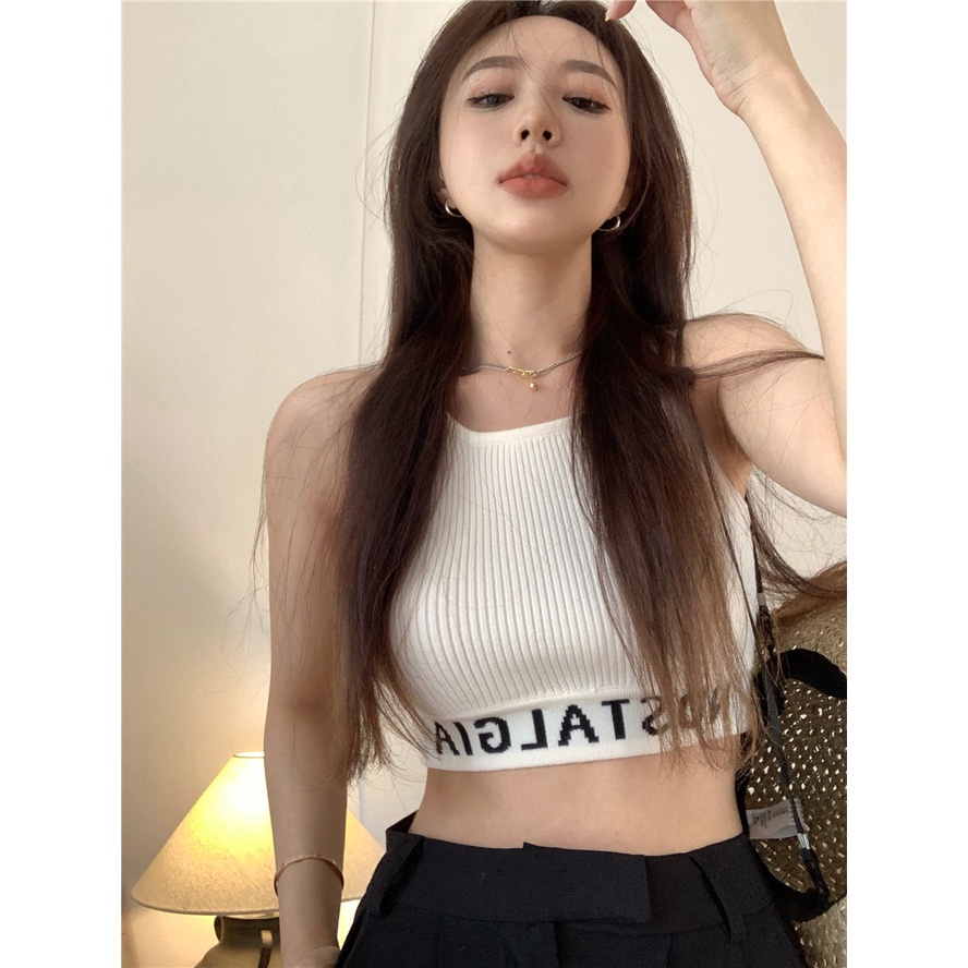 HUANG YOYO Áo Dệt Kim Hai Dây Thời Trang Mùa Hè Phong Cách Hàn Quốc Dành Cho Nữ