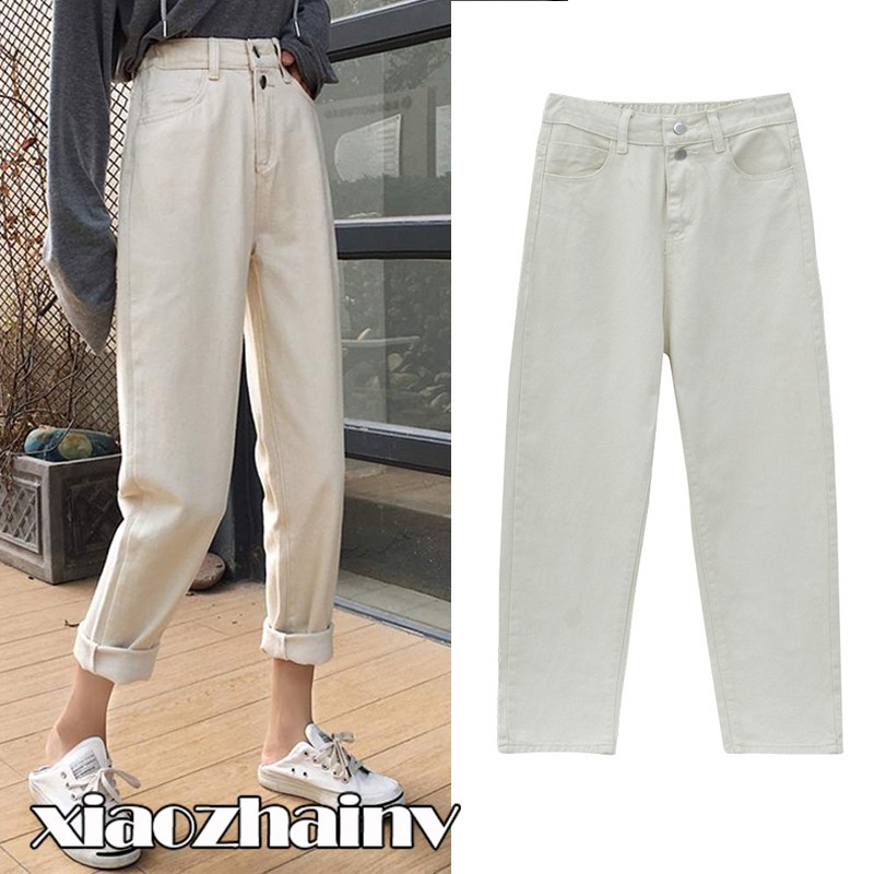 Quần Denim Xiaozhainv Ống Suông Lưng Cao Dáng Rộng | BigBuy360 - bigbuy360.vn