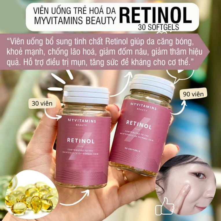 Viên Uống Retinol Myvitamins UK Hộp 90 viên giảm lão hóa giúp đẹp da