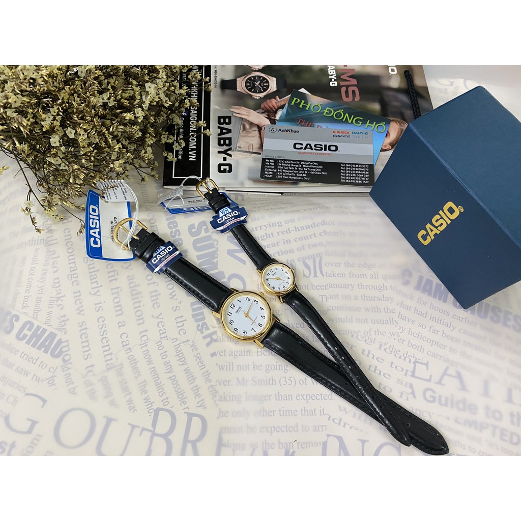 Đồng hồ đôi nam nữ dây da Casio Anh Khuê MTP/LTP 1095Q-7B