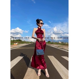 ĐẦM LỤA CHÉO CỔ THANH LỊCH