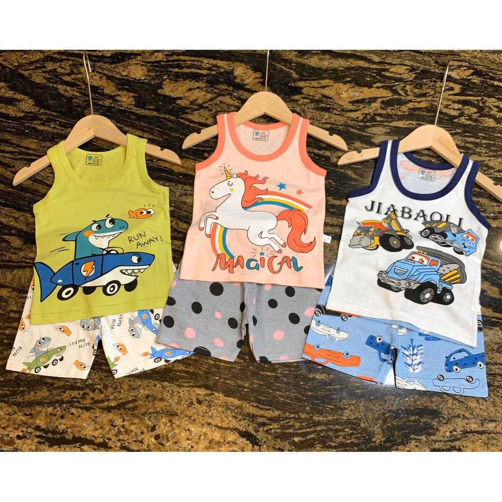 Bộ ba lỗ cotton cho bé xuất khẩu