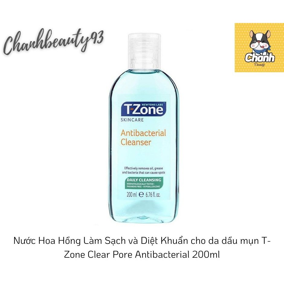 Nước Hoa Hồng Làm Sạch và Diệt Khuẩn cho da dầu mụn T-Zone Clear Pore Antibacterial 200ml