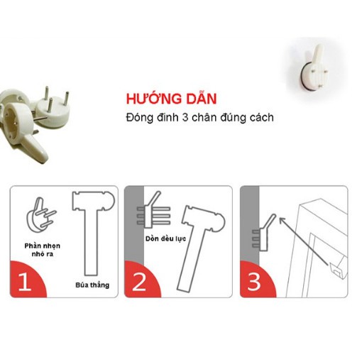 Combo 5 móc treo đinh ghim 3 chân treo tranh tiện lợi
