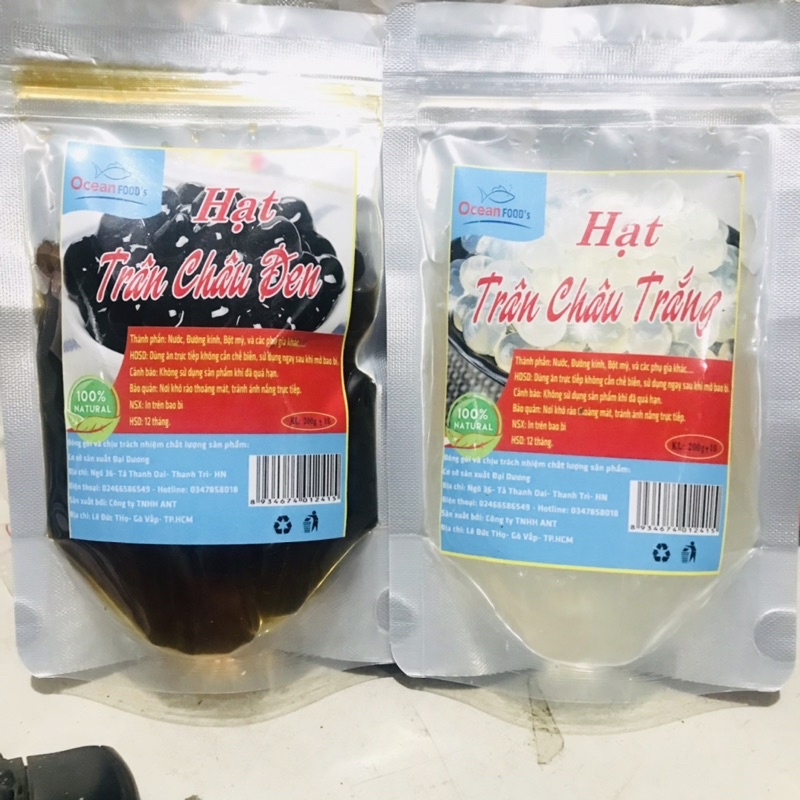 Trân châu 3Q - Ăn Liền - Trân Châu Trắng / Đen Giòn Ngon Siêu Tiện Lợi 200g