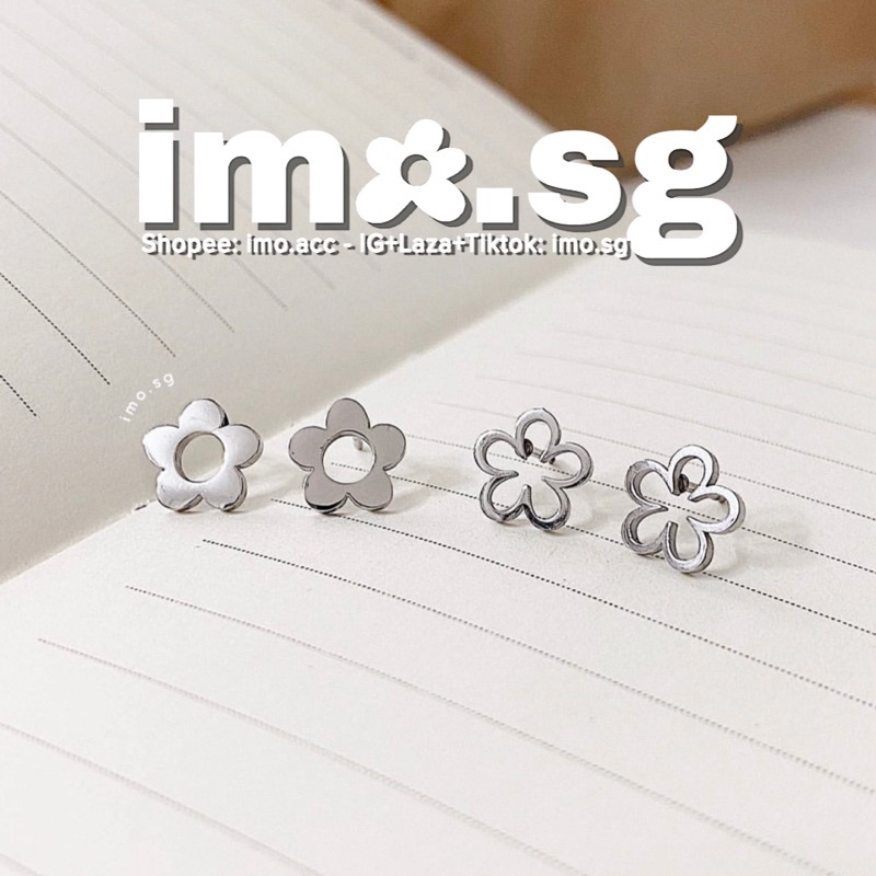 Bông tai thép không gỉ bông hoa daisy tròn 5 cánh basic - Hàn Quốc style - ulzzang style