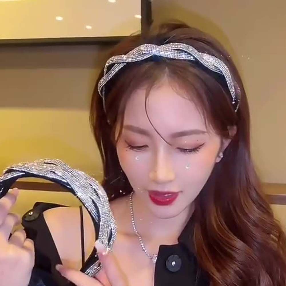 Băng đô cài tóc đính đá lấp lánh phong cách Hàn Quốc sang trọng cho nữ