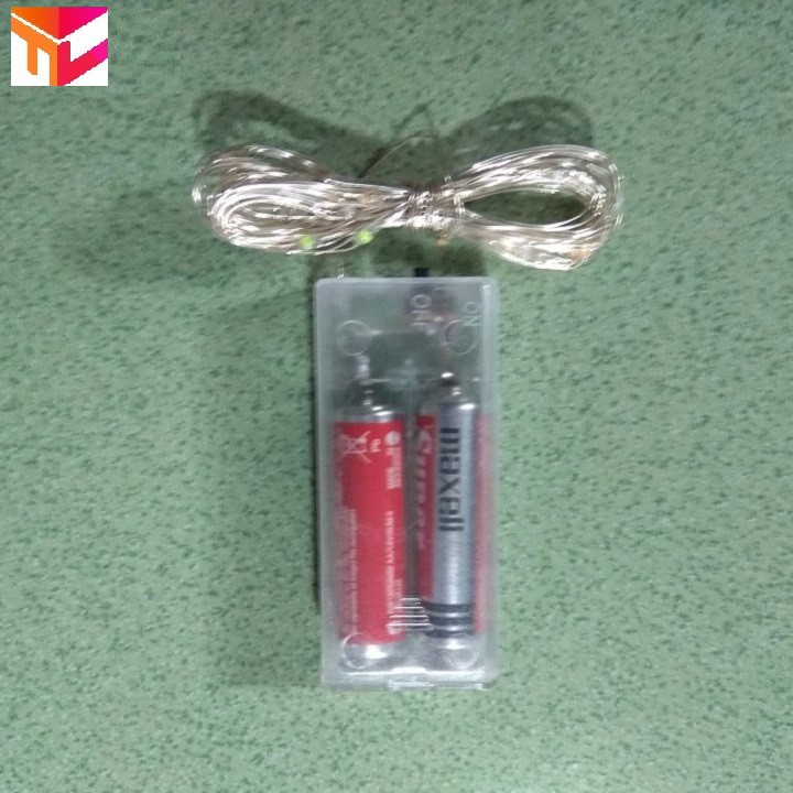 Dây đèn trang trí màu trắng ấm dài 3m, 30 bóng, không nháy, dùng pin  - không kèm pin