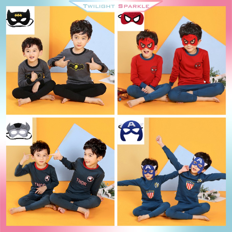 Set đồ ngủ và mặt nạ hóa trang siêu anh hùng đáng yêu cho bé