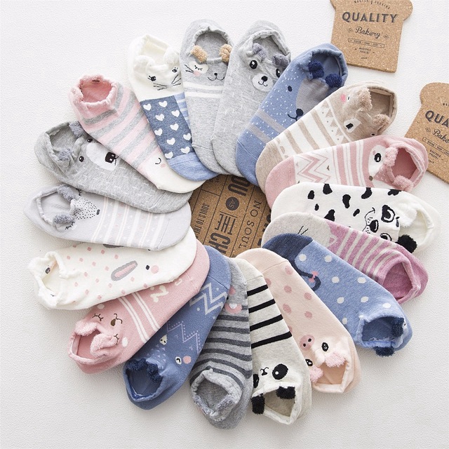 Vớ cotton họa tiết hoạt hình 3D siêu đáng yêu cho nữ