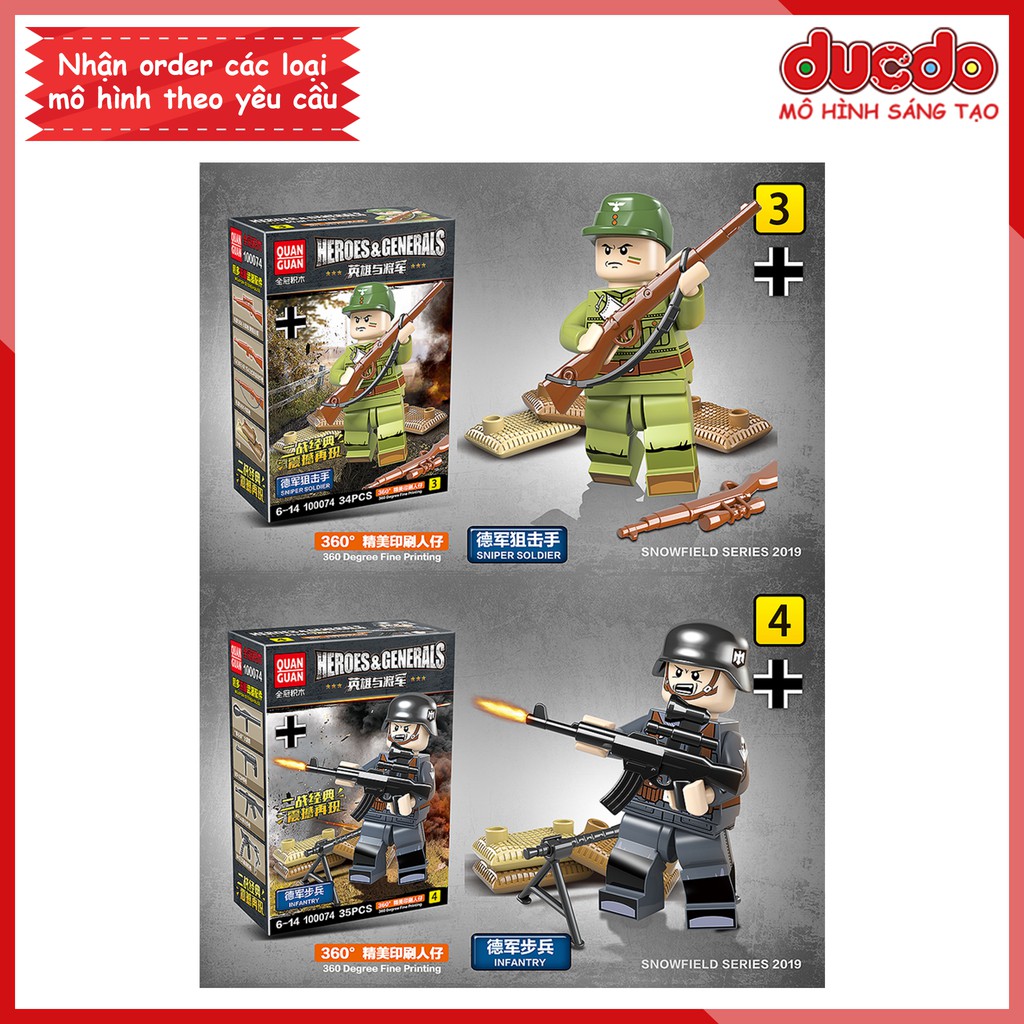 Combo 6 lính phát xít Đức hùng mạnh - Đồ chơi Lắp ghép Xếp hình Mô hình Mini Minifigures lính Army WW2 QUANGUAN 100074