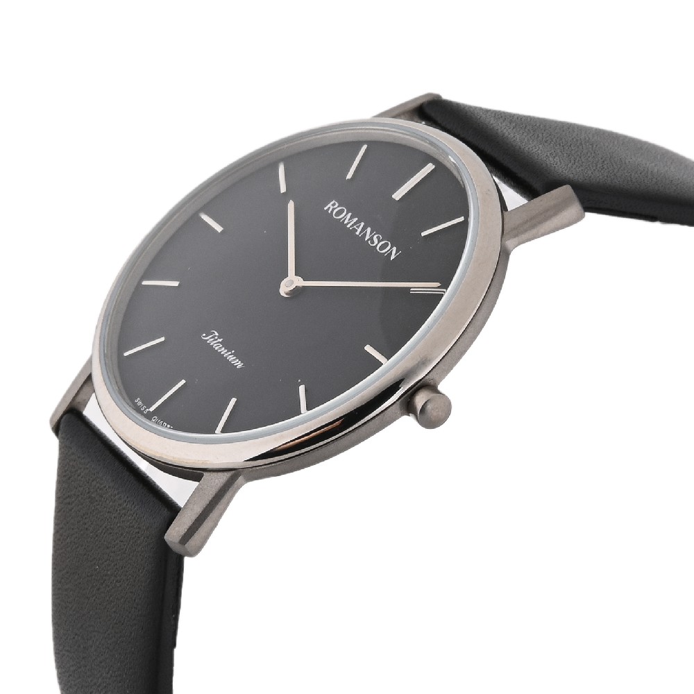 Đồng hồ Romanson Classic Men Watch UL3578MWBK nam máy Thụy Sĩ mặt mỏng vỏ Titanium kính chống xước dây da chính hãng