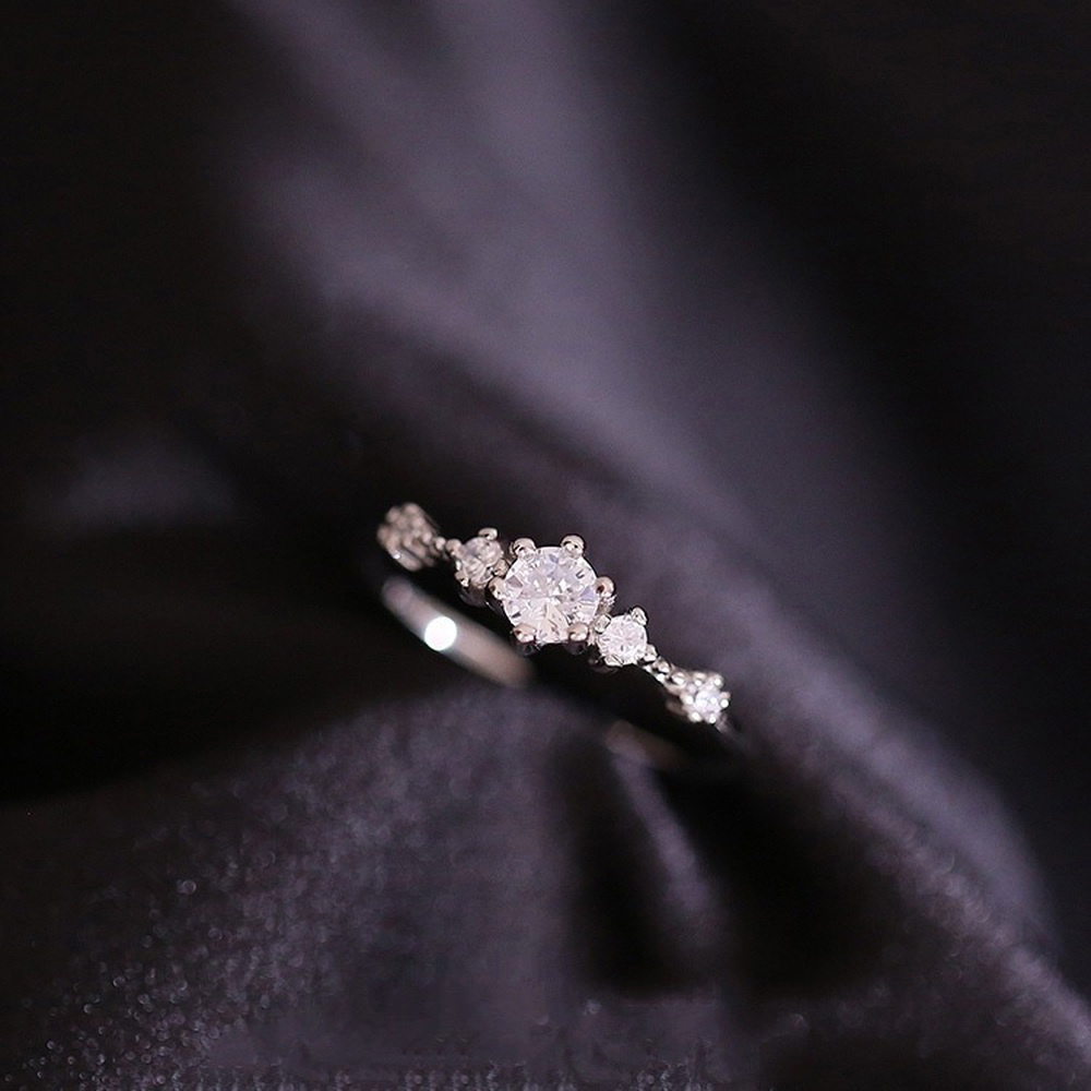 Nhẫn Đính Hôn Bạc 925 Đính Đá Zircon Thanh Lịch Thời Trang Cho Nữ