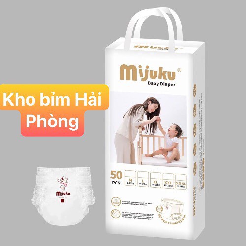 Tã quần, bỉm quần Mijuku M50, L50, XL50, XXL50.