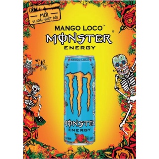 Thùng 24 lon nước tăng lực Monster Energy Mango Loco 355ml - Monster Mango Loco vị trái cây - Hương vị: Xoài nhiệt đới