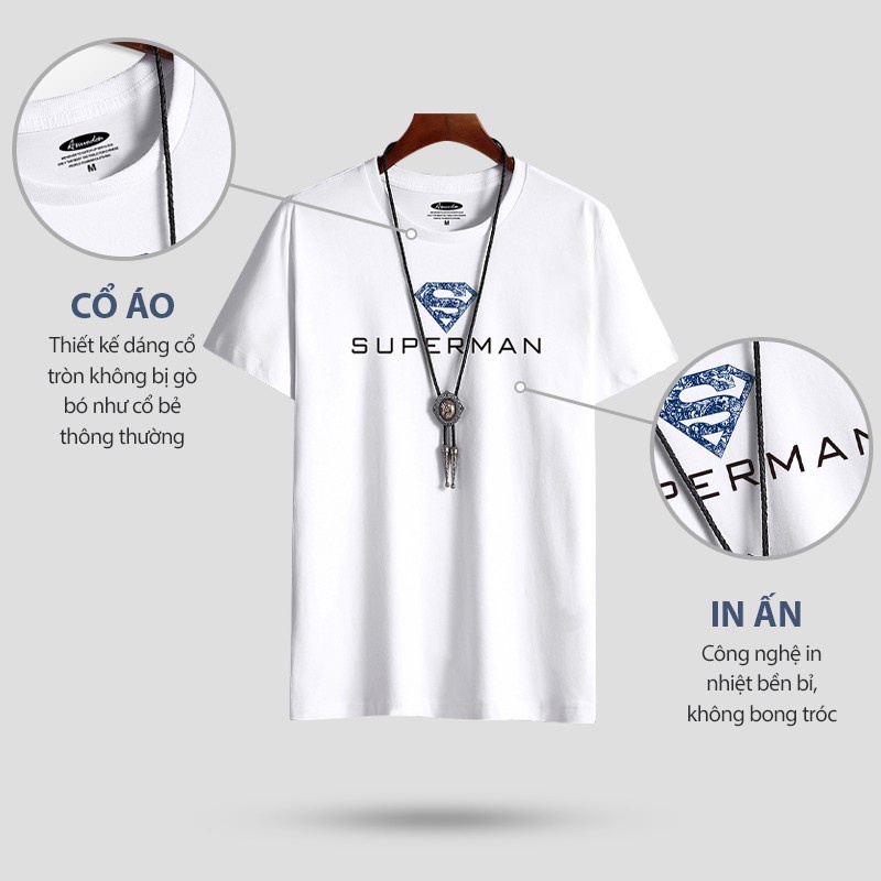 Áo thun nam TINOFUN Áo tay lỡ nam mã TT26 họa tiết Superman ngắn tay thể thao đẹp mùa hè tập gym vải cotton