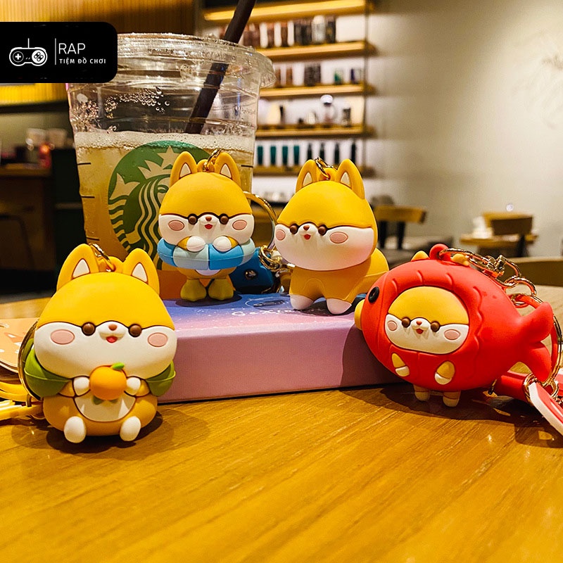 Móc khóa chó Shiba chất liệu PVC siêu đáng yêu móc túi móc balo trang trí quà tặng bạn bè người thân -Ráp