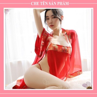 Bộ Đồ Ngủ Cosplay Sexy Gồm: Áo choàng + yếm cổ trang - set bộ cosplay cổ trang, tân nương (ảnh thật shop chụp nha)